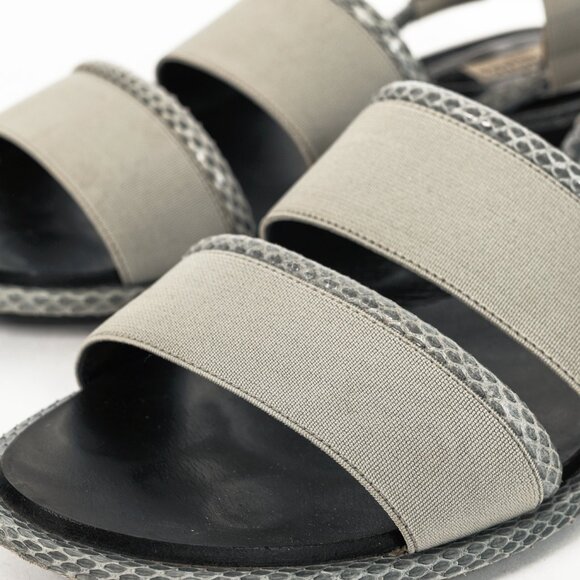 Balenciaga Grey Elastic Snakeskin-Embossed-Trim Slingback Sandals - Picture 7 of 10
